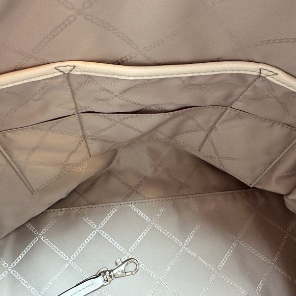 NWT Michael Kors Lexington Large Pebbled Leather Shoulder Bag | Light Cream - Picture 10 of 12